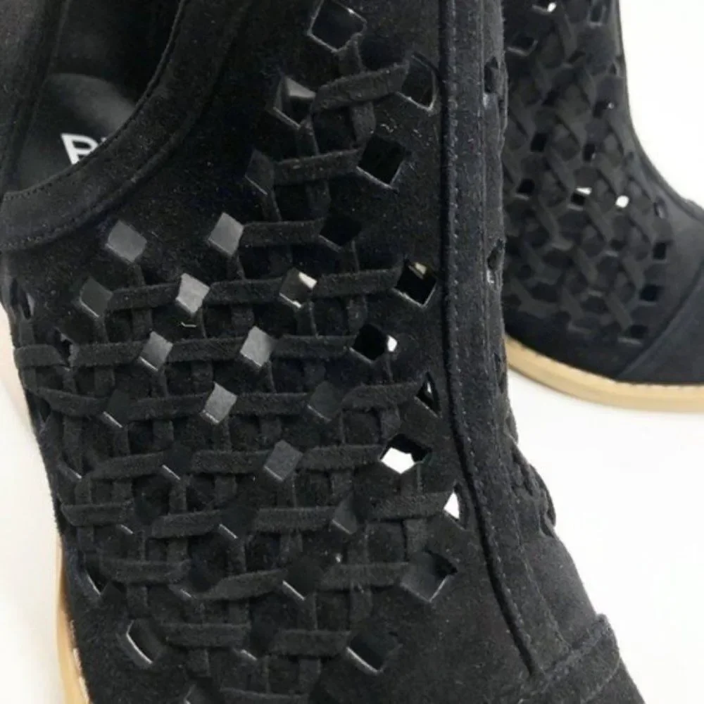 BP. Tate Black Suede Perforated Bootie